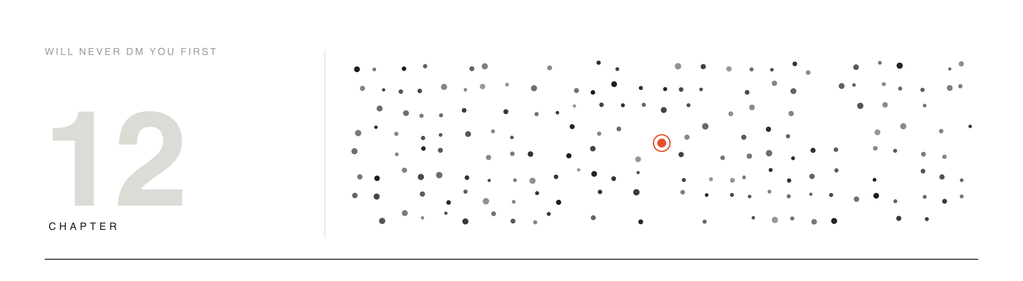 A field of dots closing in on a single ringed accent node at the center — attacking the defenders.